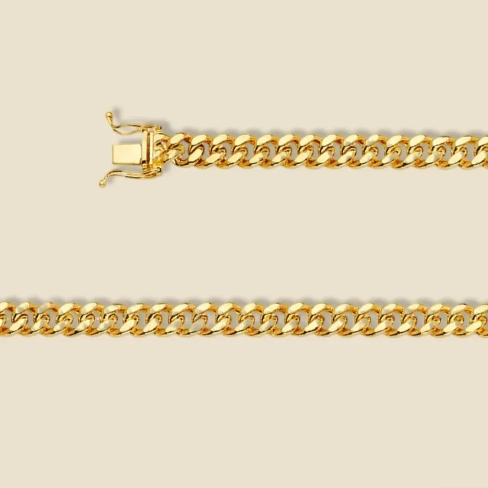 14K Yellow Gold 5.5mm Hollow Miami Cuban Link Bracelet | 8” Box Lock Clasp